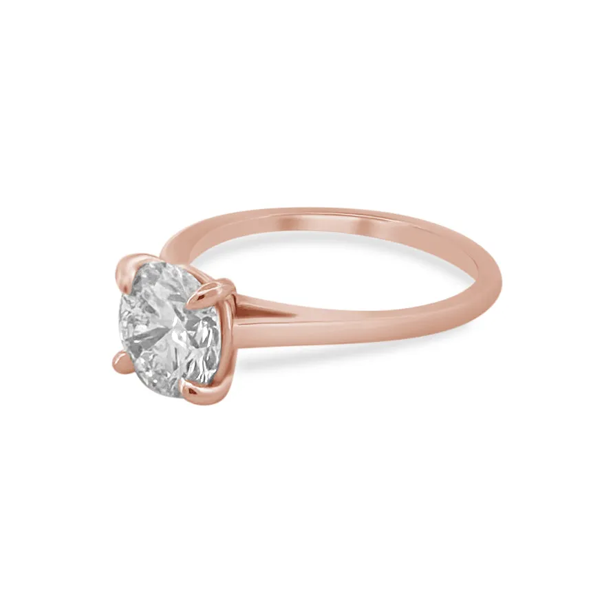 GIA Graded 1.56cts Round Brilliant Natural Diamond Solitaire Engagement Ring in 14K Rose Gold