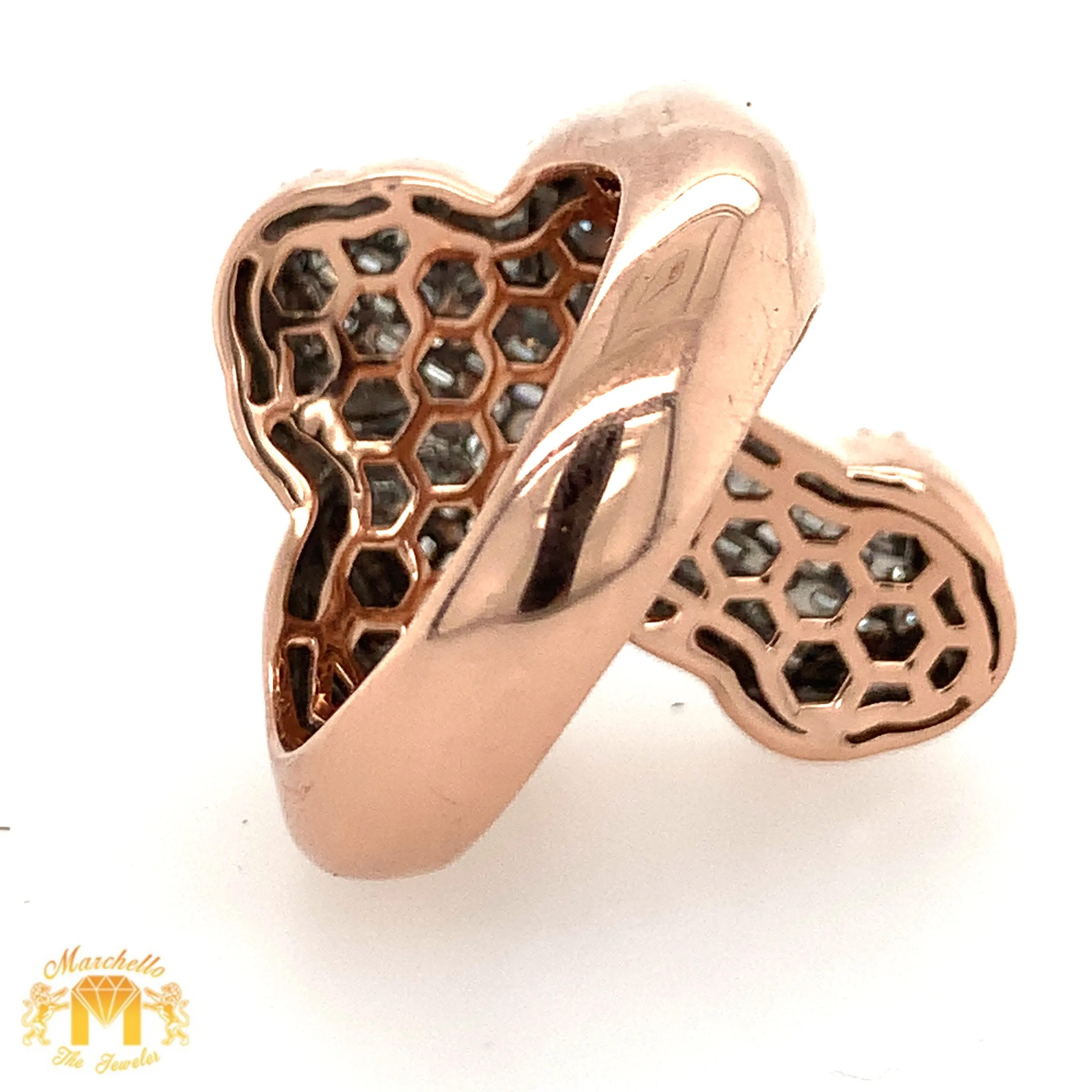 Gold 3D Cross Ring with stunning VS/SI clarity baguettes and round diamonds(pick gold color)