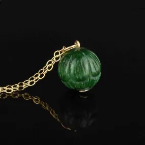 Gold Jade Flower Pod Pendant Necklace