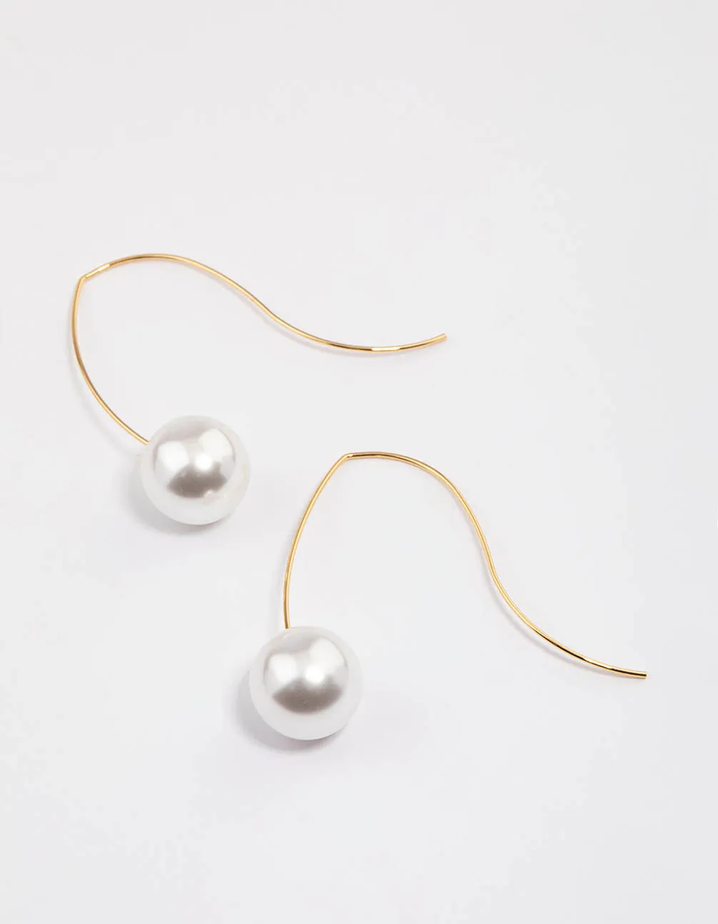 Gold Plated Acrylic Pearl Hook Drop Earrings