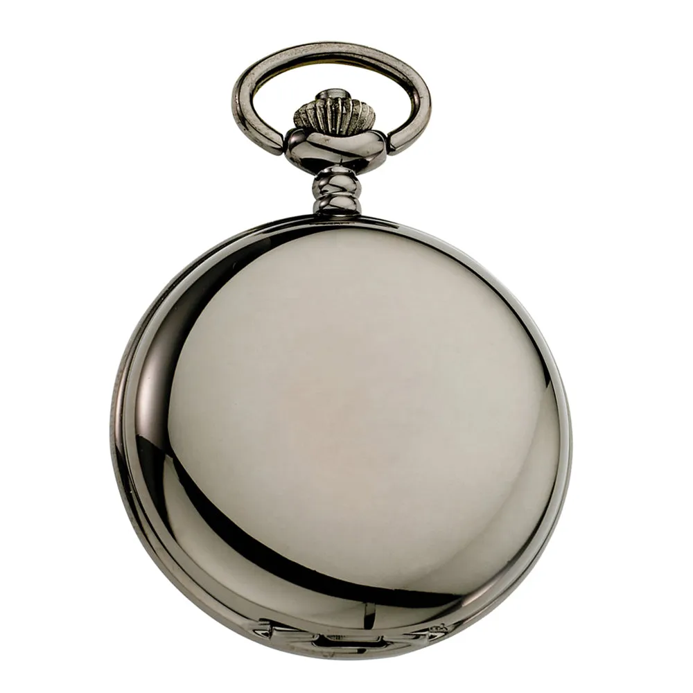 Gotham Men's Classic Railroad Design Polished Finish Covered Analog Quartz Pocket Watch # GWC15044BBK