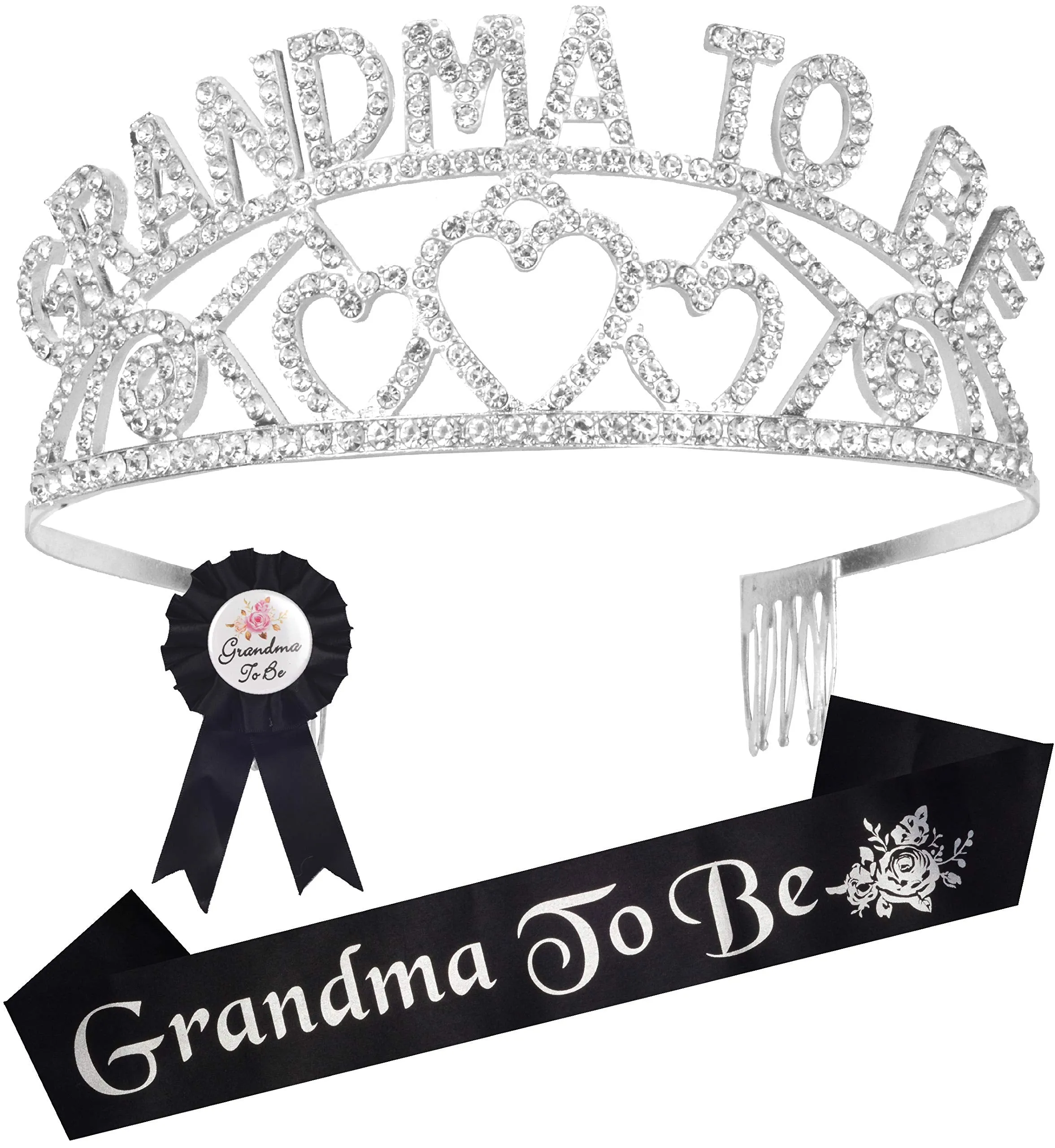 Grandma To Be Crown Set, Grandma Sash, Baby Shower Grandson Granddaughter Party Grandma