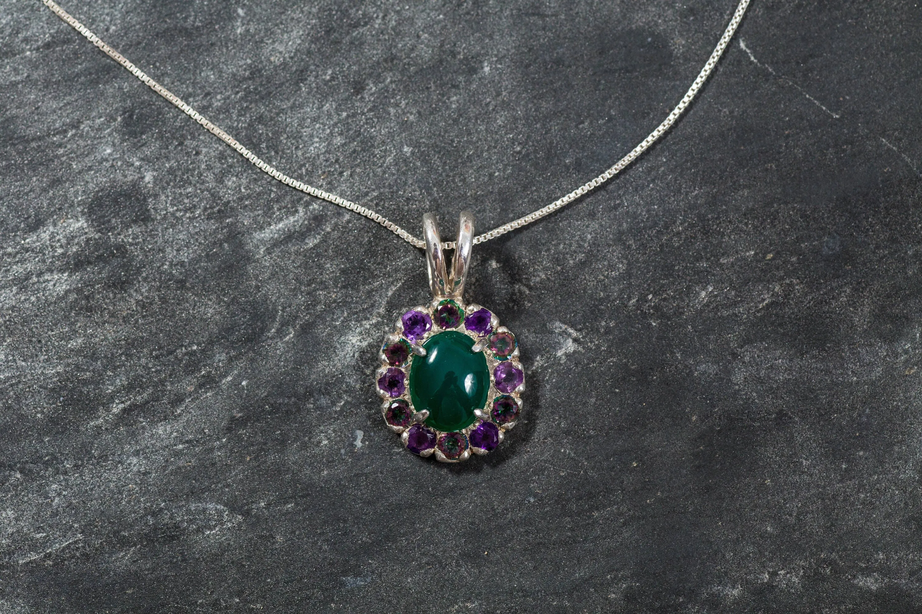 Green Emerald Pendant - Vintage Emerald Necklace - Green Victorian Necklace