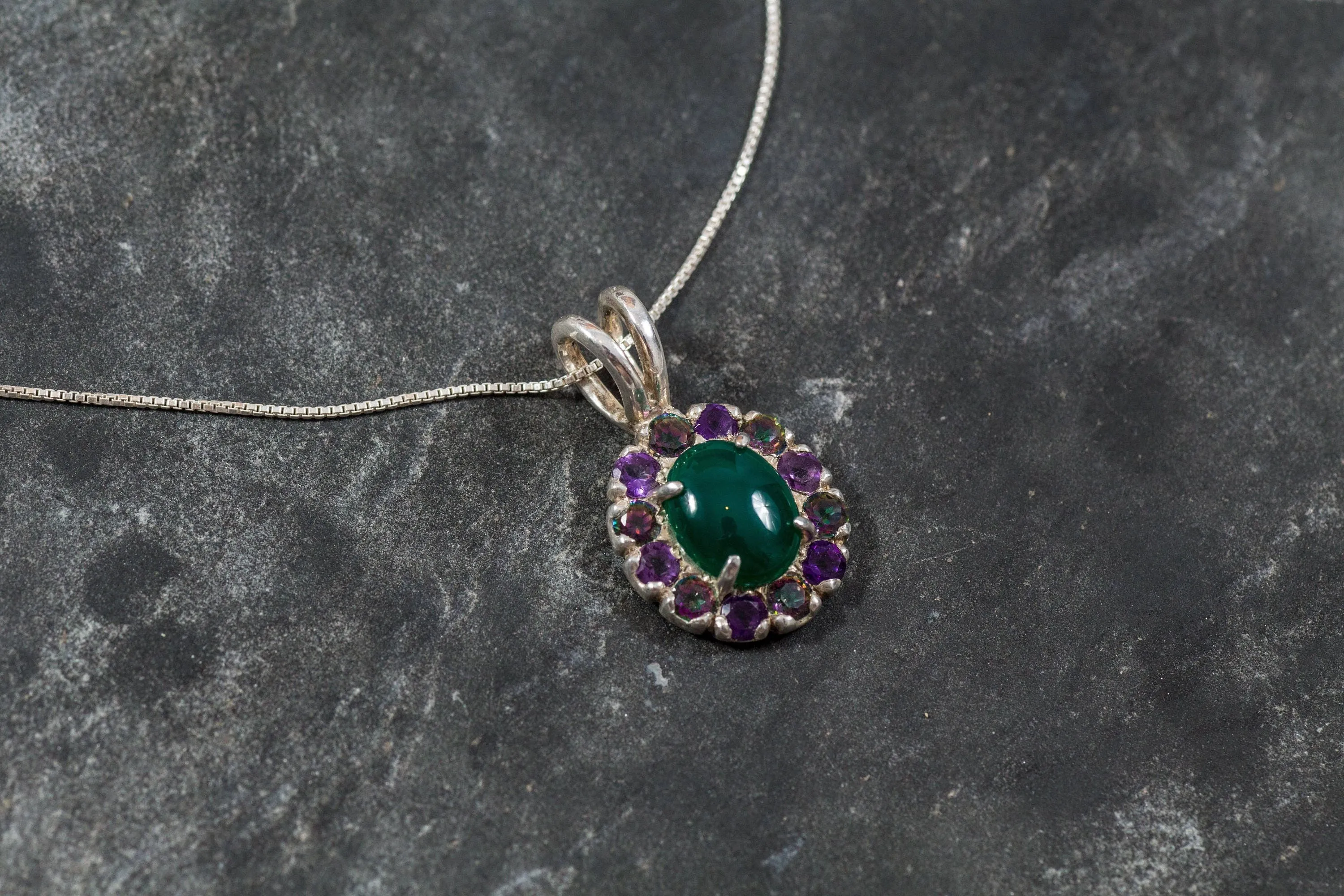 Green Emerald Pendant - Vintage Emerald Necklace - Green Victorian Necklace