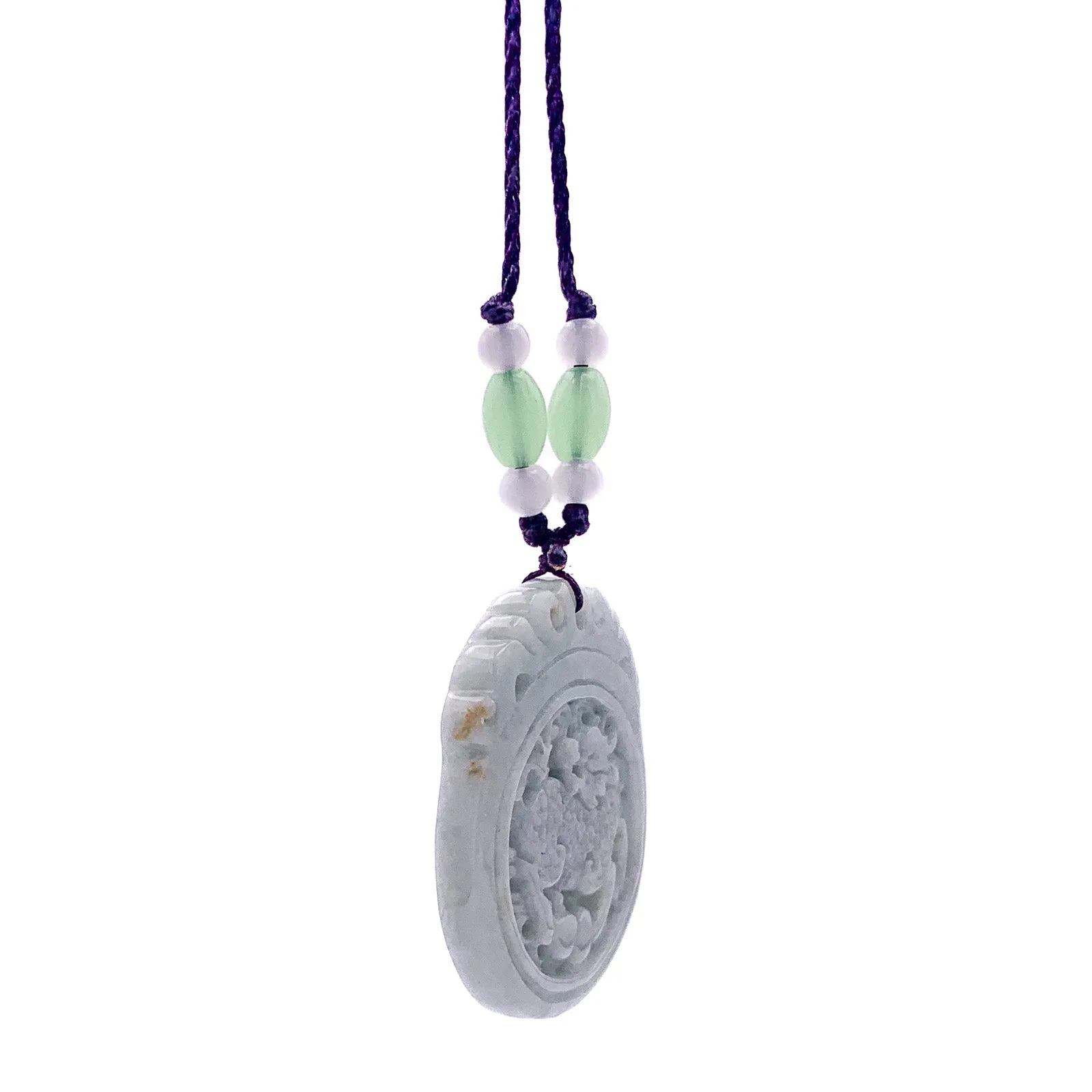 Green Natural A Jade Jadeite Carved Kylin Ruyi Pendant Necklace