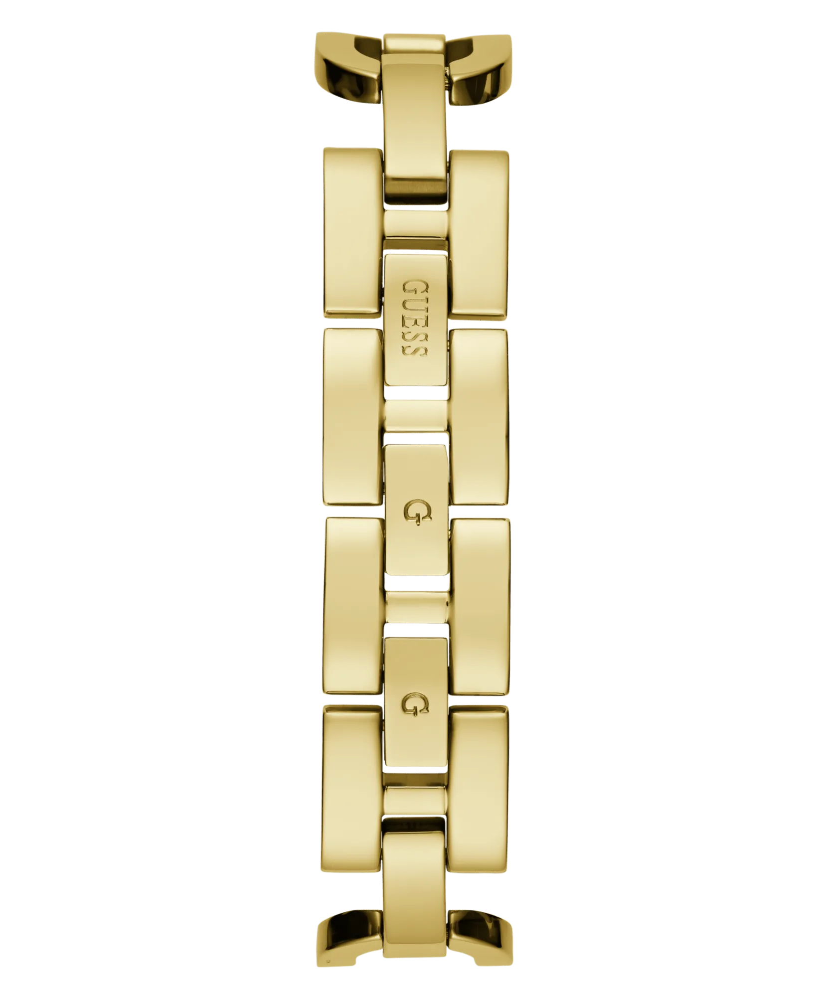 Guess Gia Polished Gold Tone Logo Case With Crystals Sunray Silver Dial And Polished Gold Tone Bracelet With Adjustable G Links GW0683L2