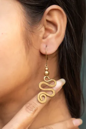 Handmade Dokra Brass Snake Spiral Earrings – Unique Artisan Design for Elegant Style