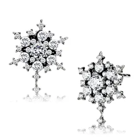 High polished (no plating) Stainless Steel Earrings with AAA Grade CZ in Clear for Women Clear Stone Color Style DA294