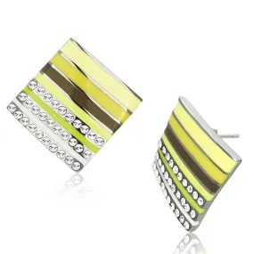 High polished (no plating) Stainless Steel Earrings with Top Grade Crystal in Clear for Women Clear Stone Color Style TK909