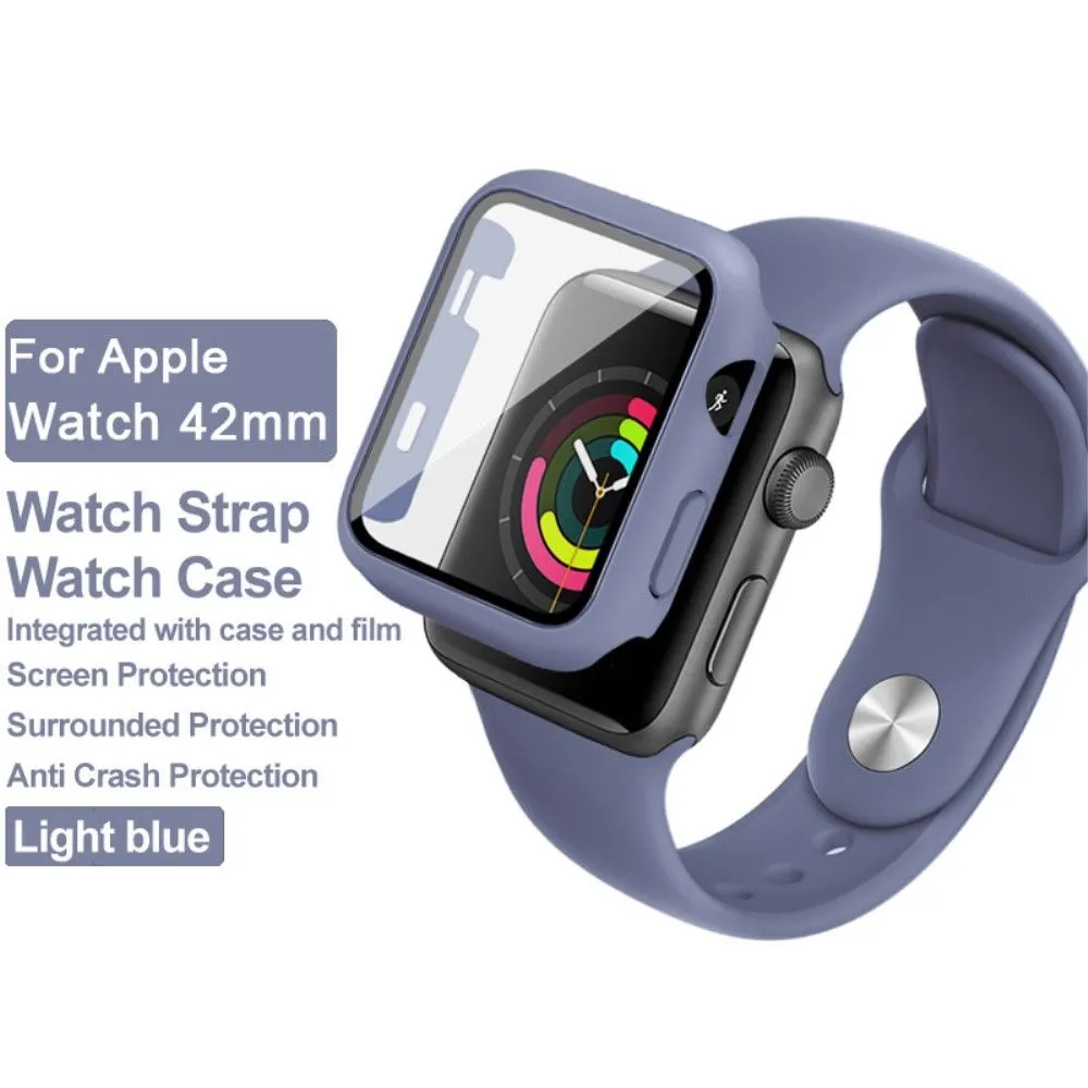 IMAK Apple Watch Series 3/2/1 42mm silicone cover with watch strap   tempered glass - Baby Blue