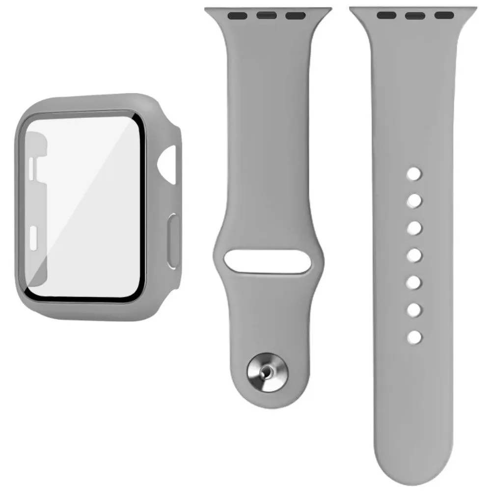 IMAK Apple Watch Series 3/2/1 42mm silicone cover with watch strap   tempered glass - Grey