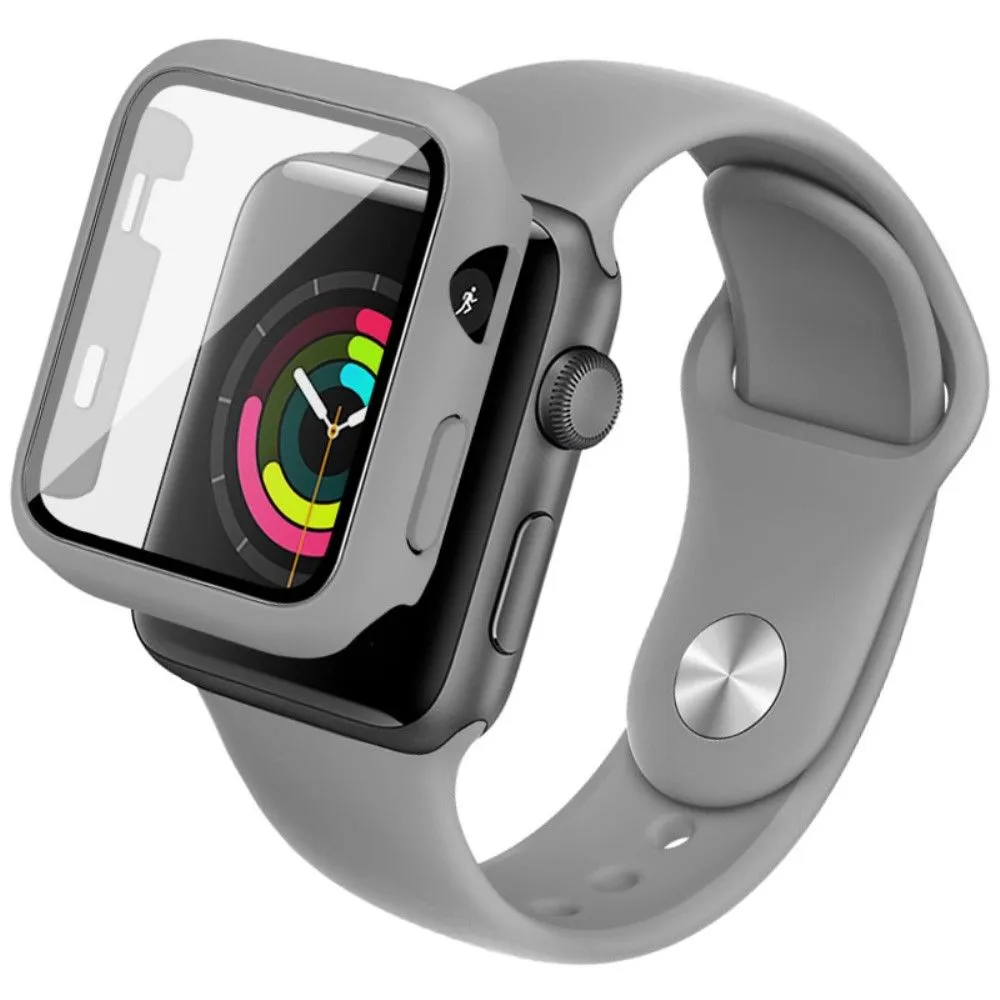 IMAK Apple Watch Series 3/2/1 42mm silicone cover with watch strap   tempered glass - Grey