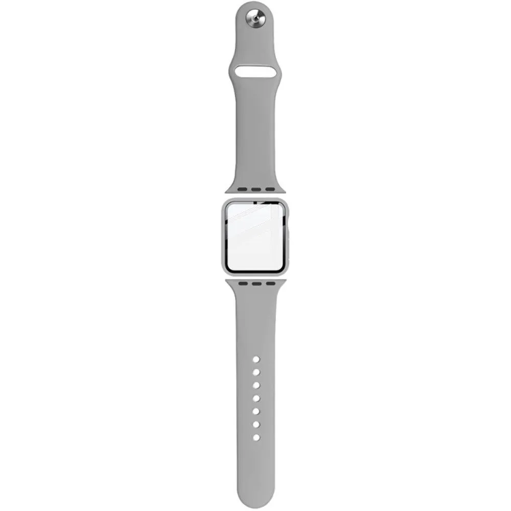 IMAK Apple Watch Series 3/2/1 42mm silicone cover with watch strap   tempered glass - Grey