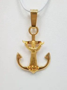 Jesus Mariners Anchor Cross Pendant in 18k Yellow Gold