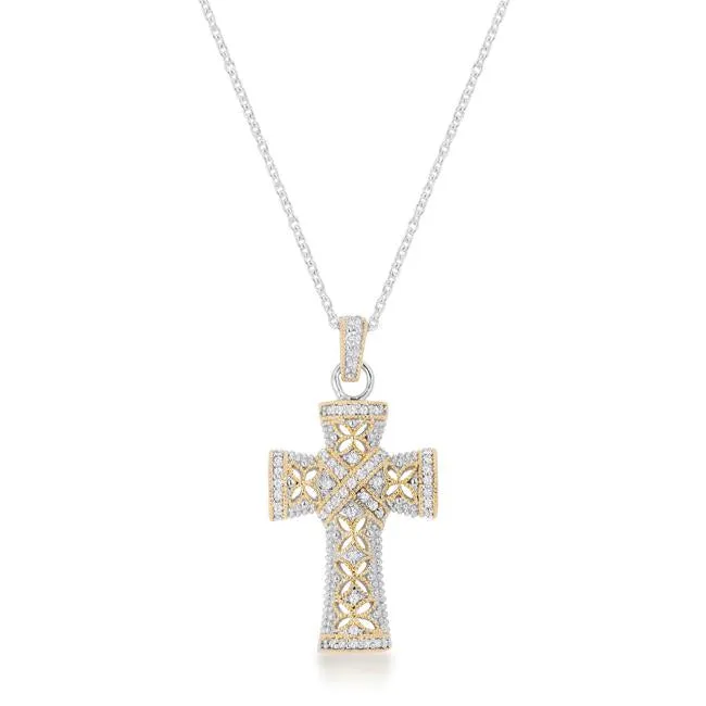 Jetta Elegant CZ  Gold Cross Pendant