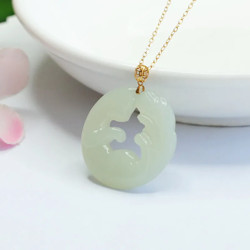 Jewelry Jade Necklace with Fox Pendant - Hotan Jade Stone