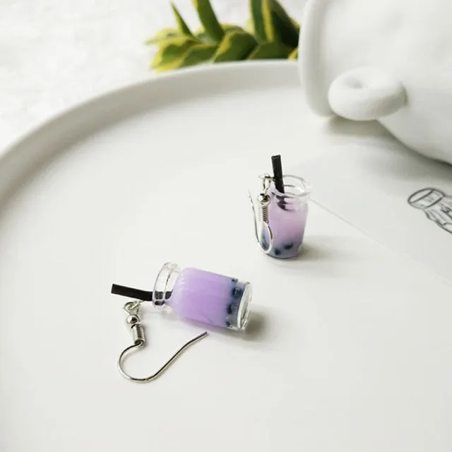 Korean Lovely Fruit Tea Cup Earrings Creative Funny Crystal Kiwi Tea Cup Cute Fun Earring Ear Jewelry personality Gift серьги