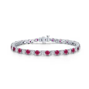 Lafonn Simulated Diamond & Lab Grown Ruby 11.00ct. Classic Tennis Bracelet SYB003RP72