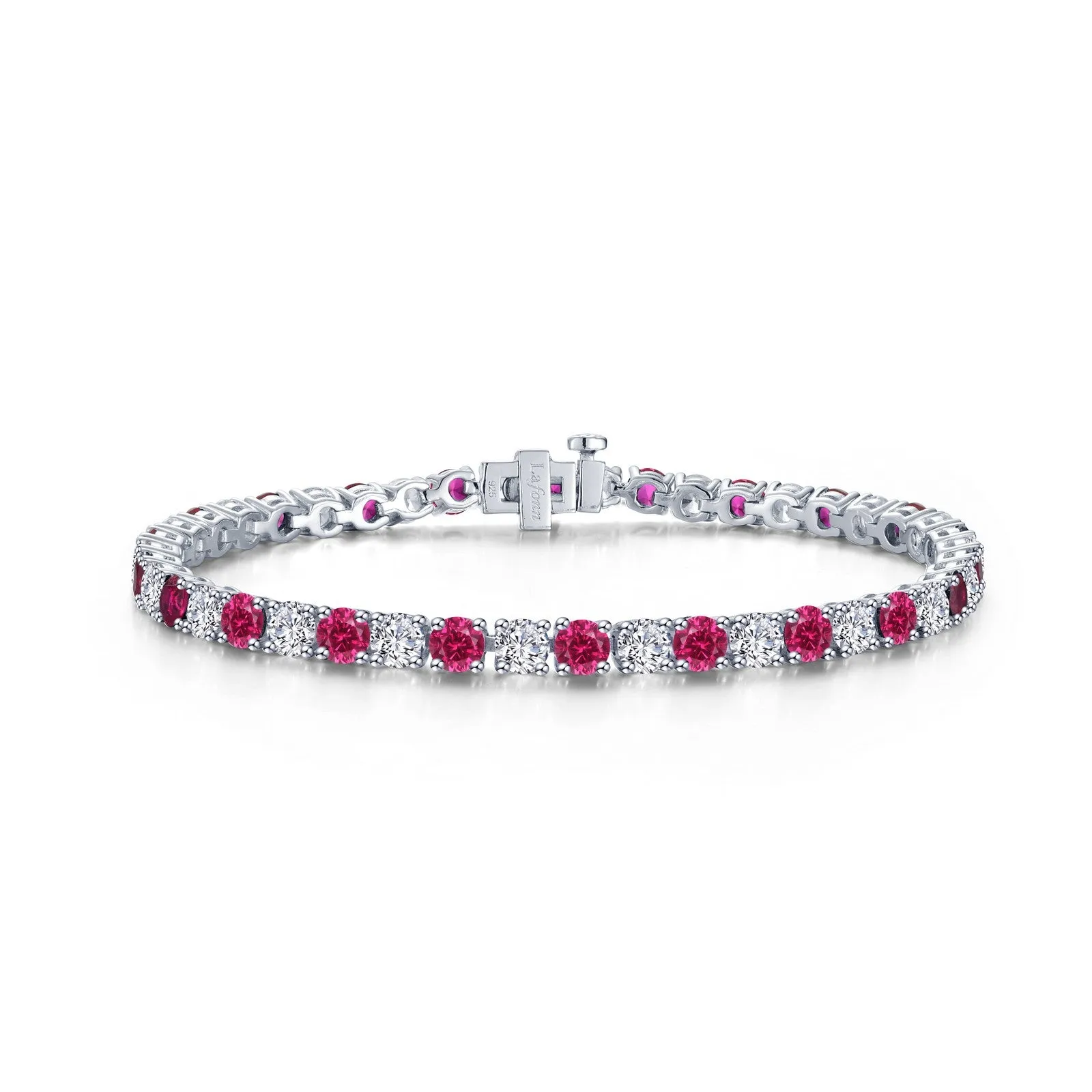 Lafonn Simulated Diamond & Lab Grown Ruby 11.00ct. Classic Tennis Bracelet SYB003RP72