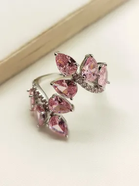 Latavya Pink American Diamond Finger Ring