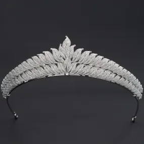 Leaves ubic Zirconia Wedding Bridal Princess Tiara CH10338