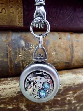 Locket - Steampunk jewelry necklace - Hand holding Double locket personalize with Birthstone