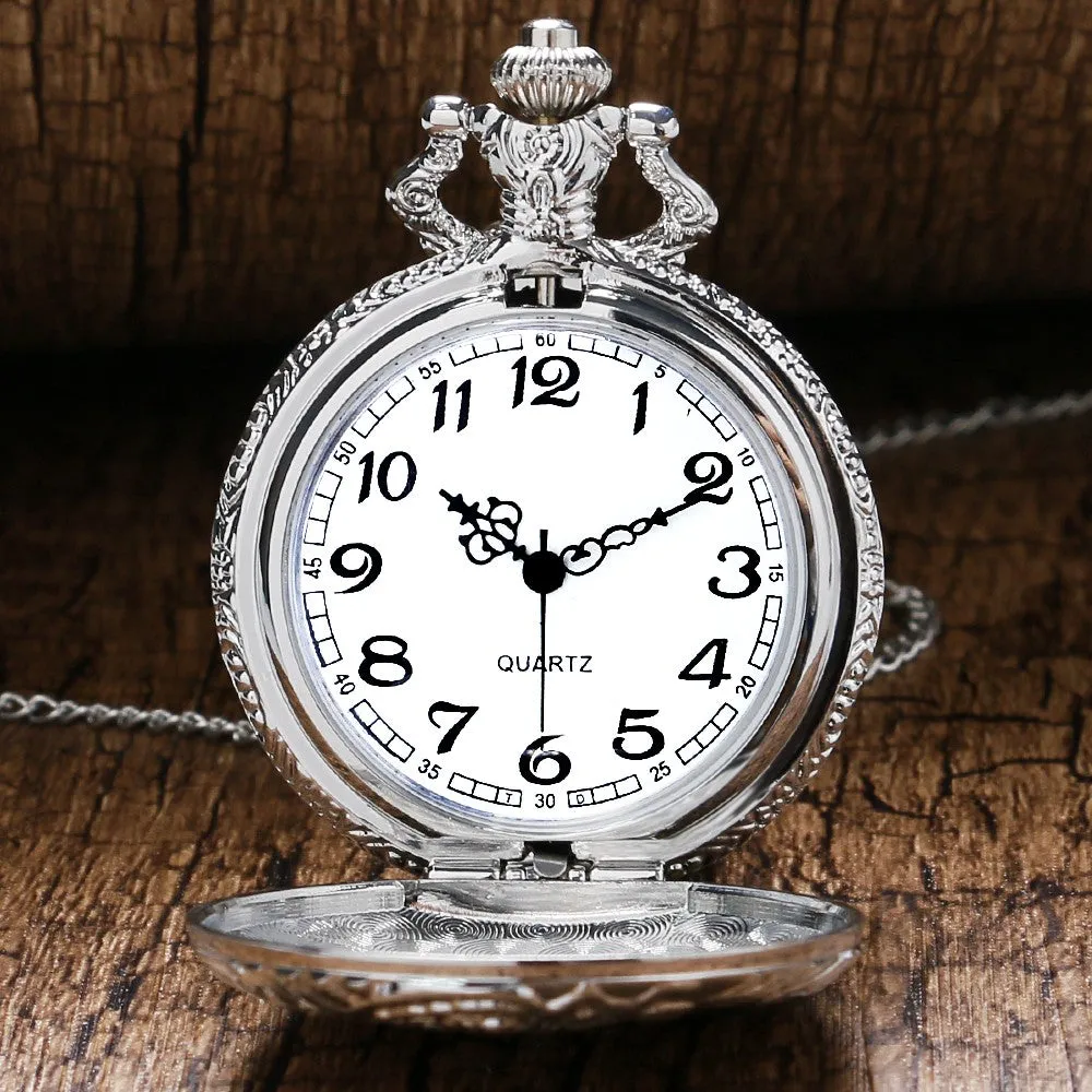 Locomotive Silver Train Pocket Watch For Man or Woman