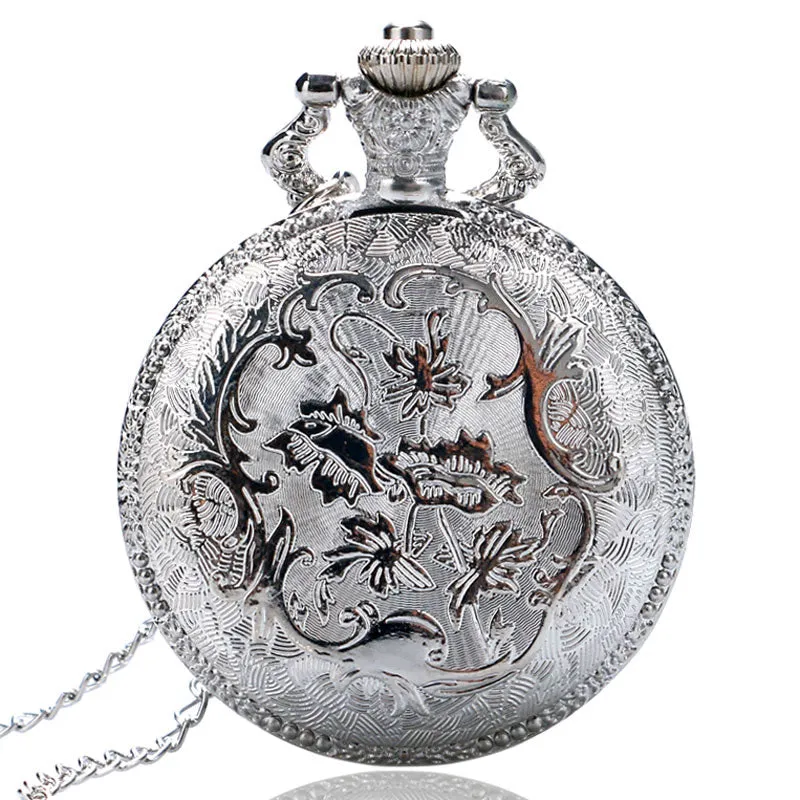 Locomotive Silver Train Pocket Watch For Man or Woman