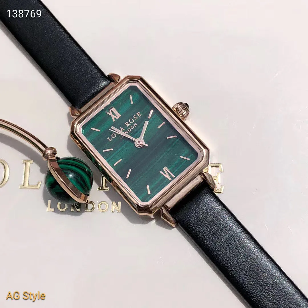 Lola Rose Small Green Watch Set Roller Small Golden Watch Square British Starry Watch Girl