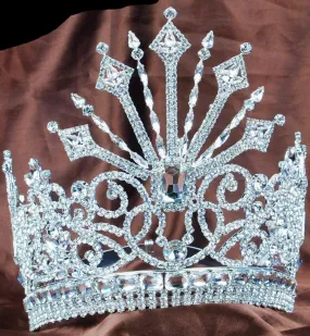 Luxurious Pageant Tiara Large Crown Clear Austrian Rhinestone Crystal