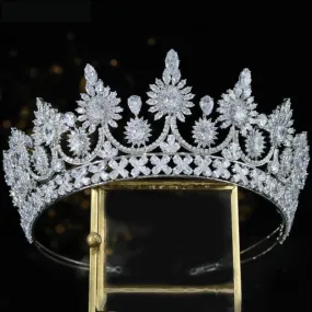 Luxurious Zircon High Point Wedding Day Tiara Crown