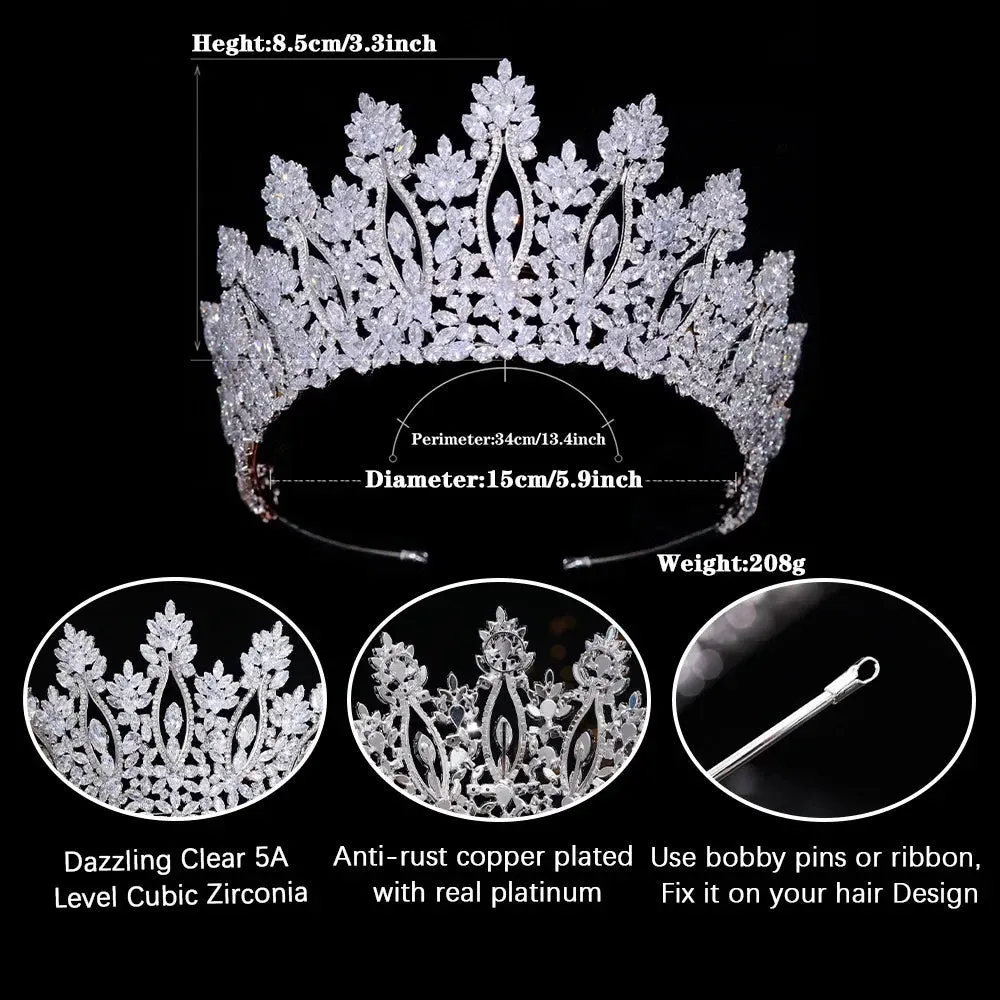 Luxury 5A Zircon Wedding Tiara Crown Birthday Party Prom Pageant Hair Accessory