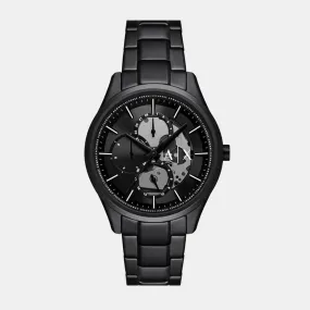 Men Quartz Black Dial Multi-Function Stainless Steel Watch AX7160SET