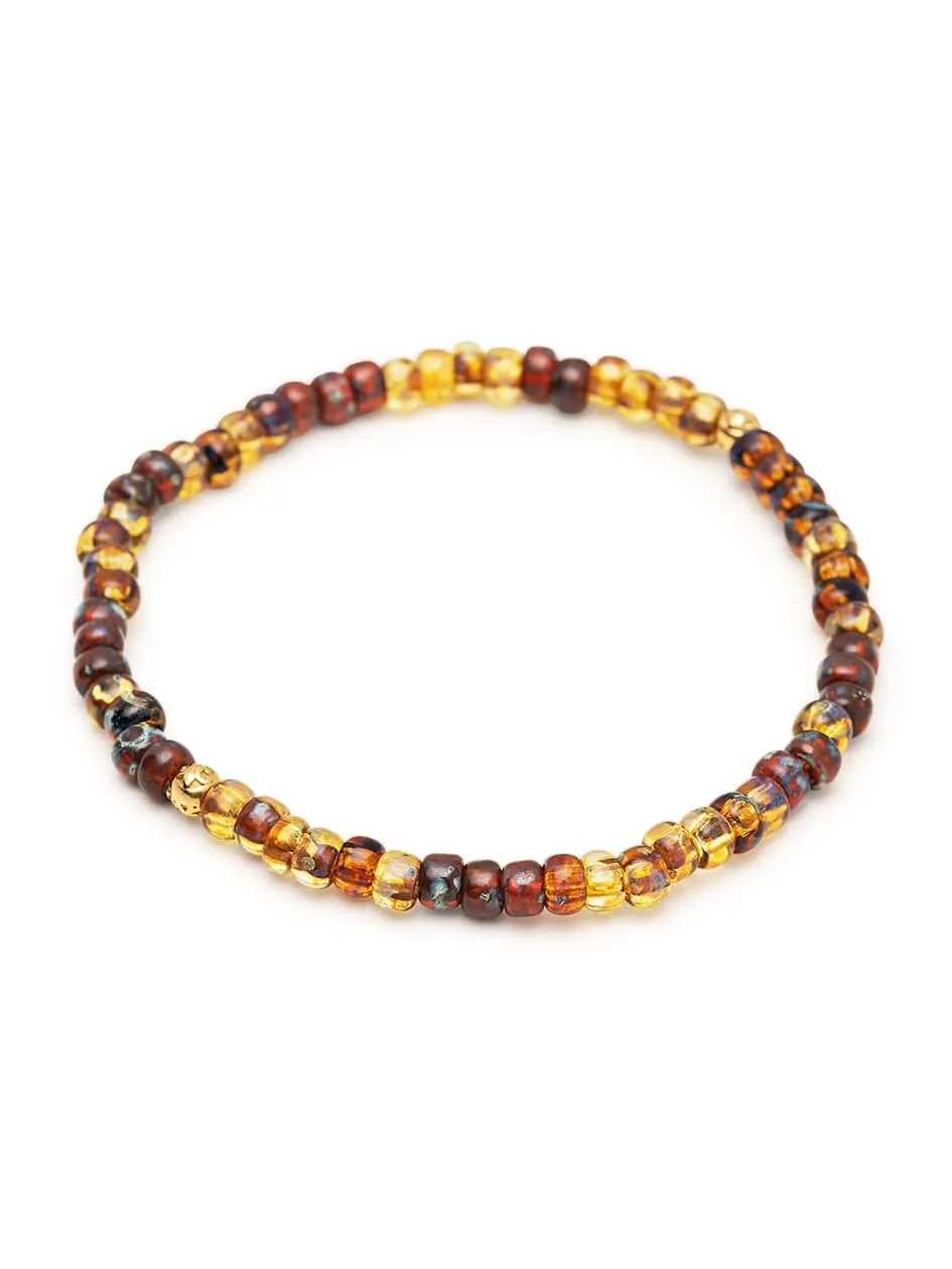 Men's Wristband with Amber Miyuki Beads