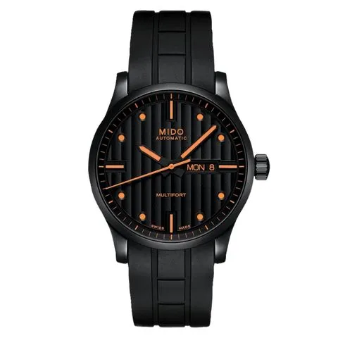 MIDO 黑色手錶 Multifort Gent Black and Orange Watch #M0054303705180