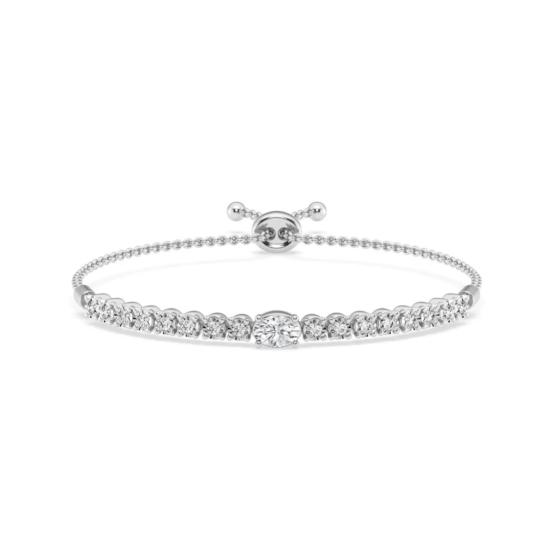 Mirage Bolo Bracelet with 1.00ct of Laboratory Grown Diamonds in Sterling Silver and Platinum