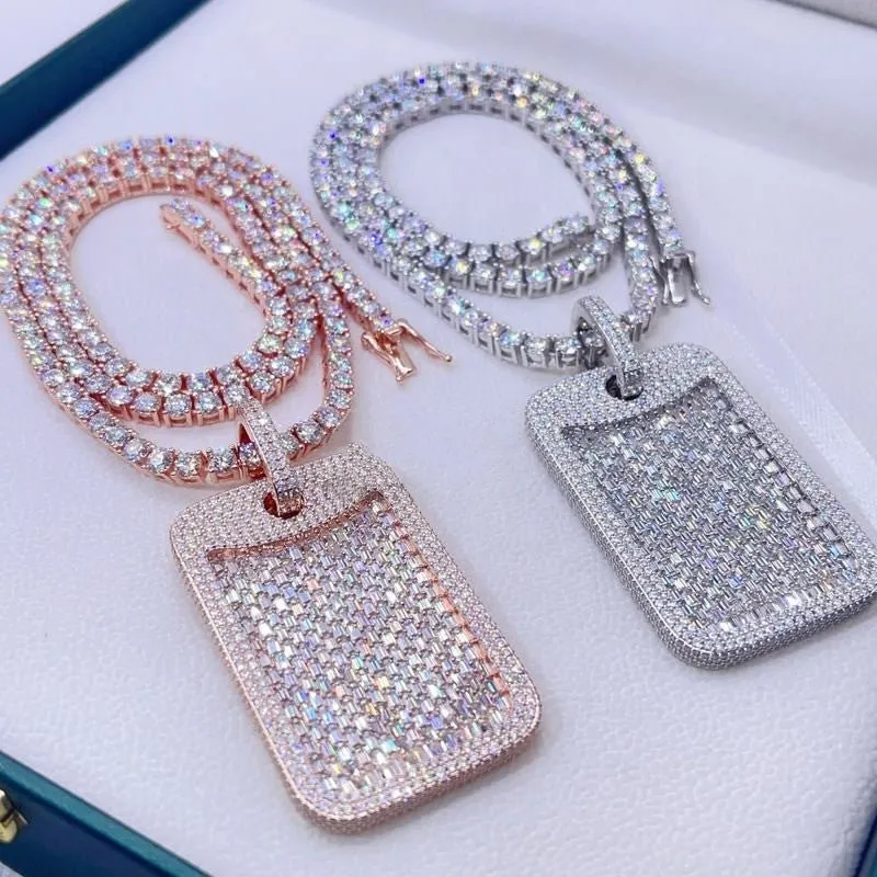 Moissanite Baguette Dog Tags