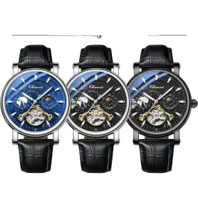 Moon Phase Hollow Flywheel Mechanical Watch Men's Watch Automatic Luminous Belt Watch