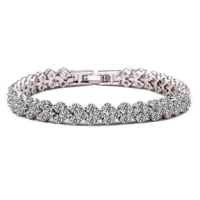 Mosaic 90 Swiss Cz Diamonds Tennis Bracelet In Three Colors for Woman