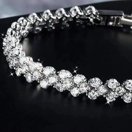 Mosaic 90 Swiss Cz Diamonds Tennis Bracelet In Three Colors for Woman