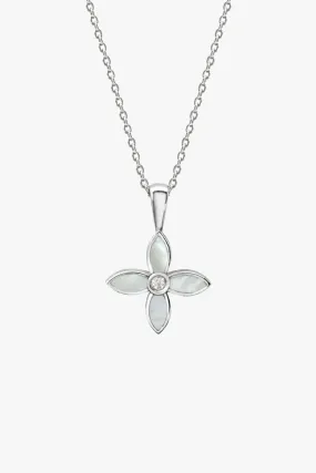 Mother of Pearl Clover Sterling Silver EOL Necklace