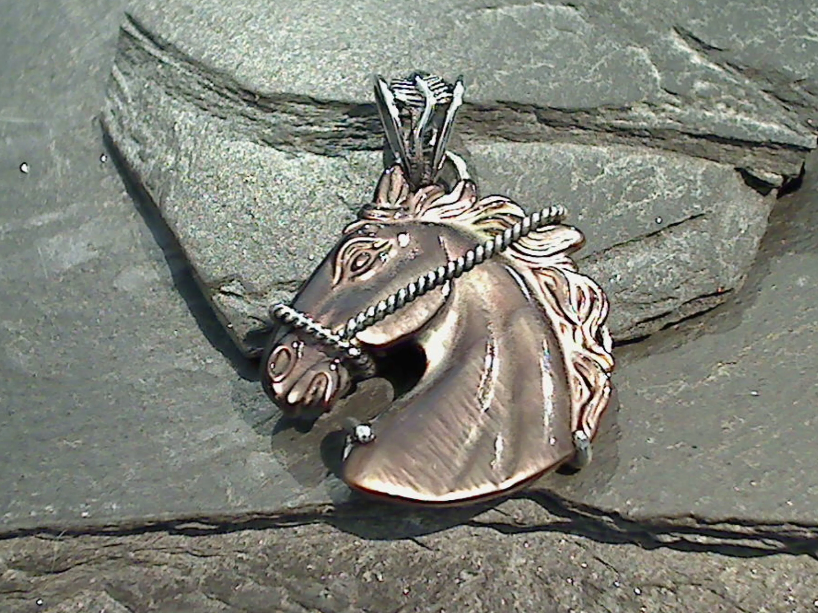 Mother Of Pearl, Sterling Silver Horse Head Pendant