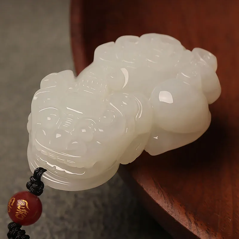 Natural Hetian Jade Pixiu「Fortune and Prosperity」Pendant Jade Necklace for Men and Women Chinese Jewelry Gift