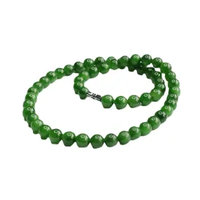 Natural Hotan Jade Necklace Russian Jasper Spinach Green Beads Jewelry