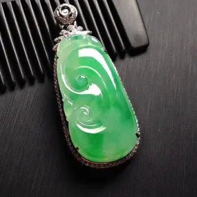 Natural Jade Pendant Jadeite Gold Ruyi Pendant PT307