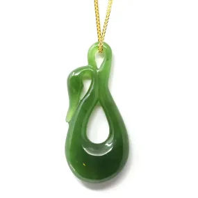 Nephrite Green Jade Lovely Swan Pendant Necklace, Real jade Jewelry