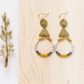 Nest Pretty Things | Long Brass Beaded Hoop Earrings