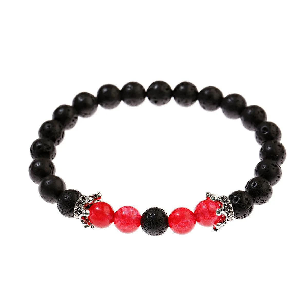 New Black Glitter Stone Beaded Men's Bracelet