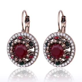 New Fashion Jewelry Round Crystal Rhinestones Vintage Drop Earrings Women Hanging Earrings Accessories