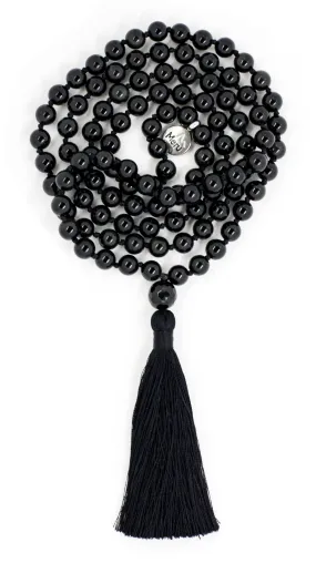 Obsidian Mala Beads Necklace - "I am Strong"